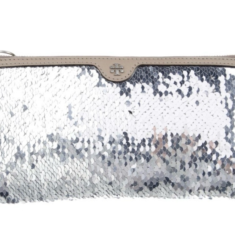 Tory Burch Silver Sequin Wristlet